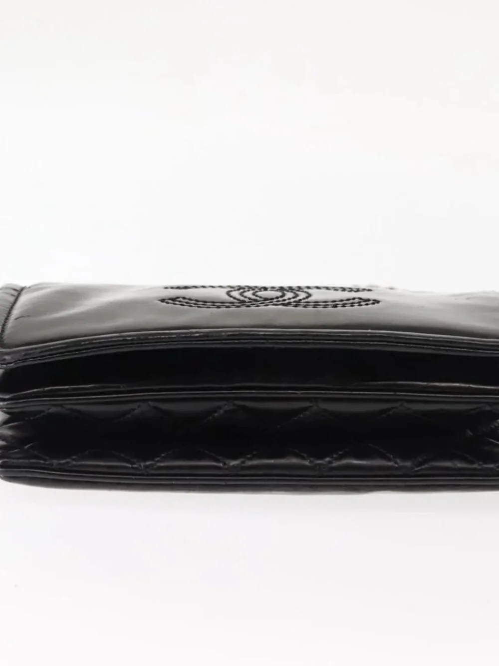 CHANEL Chain Shoulder Bag Patent leather Black Gold CC Auth bs29761